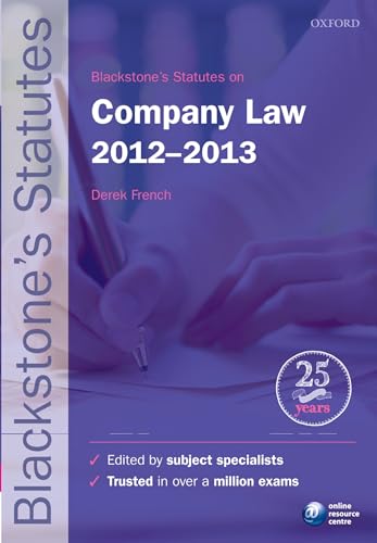 Stock image for Blackstone's Statutes on Company Law 2012-2013 (Blackstone's Statute Series) for sale by WorldofBooks