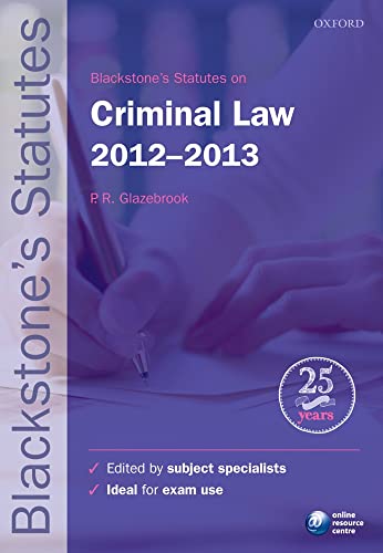 Beispielbild fr Blackstone's Statutes on Criminal Law: 2012-2013 zum Verkauf von Anybook.com