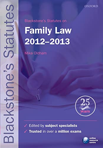 Beispielbild fr Blackstones Statutes on Family Law 2012-2013 (Blackstones Statute Series) zum Verkauf von Reuseabook