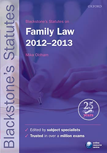 Imagen de archivo de Blackstone's Statutes on Family Law 2012-2013 (Blackstone's Statute Series) a la venta por WorldofBooks