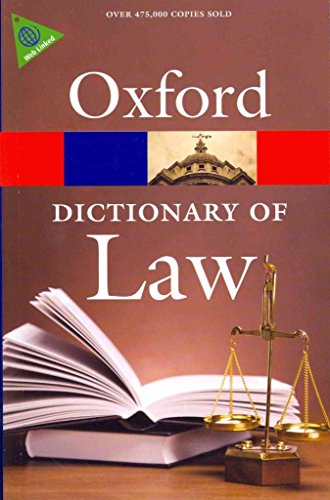 Imagen de archivo de A Dictionary of Law (Oxford Quick Reference) a la venta por Bellwetherbooks