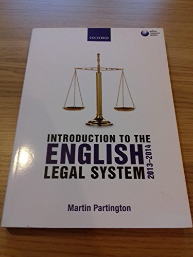 Beispielbild fr Introduction to the English Legal System 2013-2014 zum Verkauf von WorldofBooks
