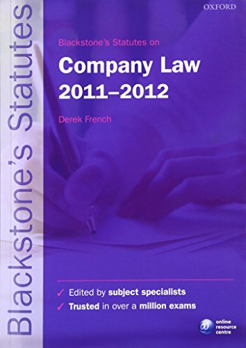 Stock image for Blackstone's Statutes on Company Law 2011-2012 (Blackstone's Statute Series) for sale by WorldofBooks