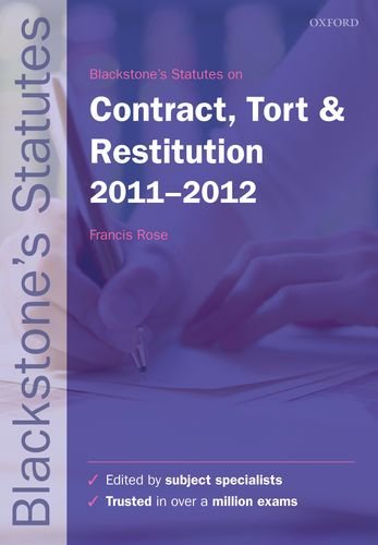 9780199692477: Blackstone's Statutes on Contract, Tort & Restitution 2011-2012