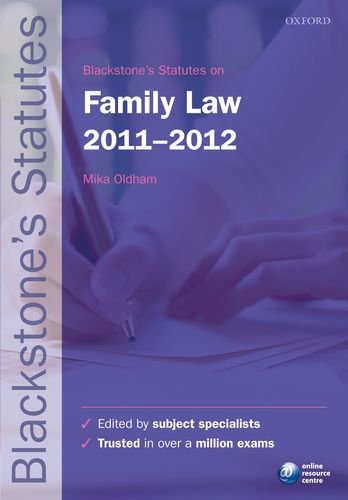 Imagen de archivo de Blackstone's Statutes on Family Law 2011-2012 (Blackstone's Statute Series) a la venta por AwesomeBooks