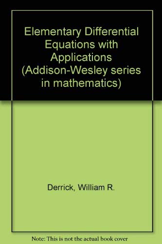 Imagen de archivo de Elementary Differential Equations With Applications (Addison-Wesley Series in Mathematics) a la venta por HPB-Red