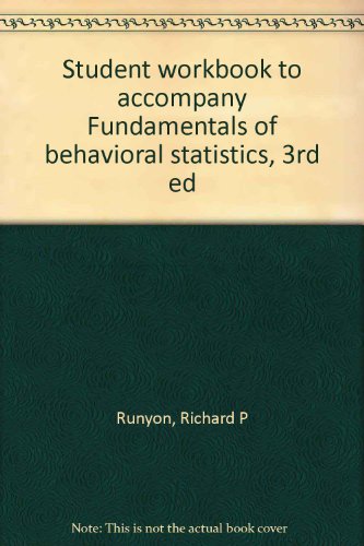 Stock image for Student workbook to accompany Fundamentals of behavioral statistics, 3rd ed for sale by HPB-Red