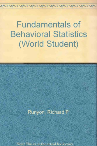 9780201066241: Fundamentals of Behavioral Statistics (World Student S.)