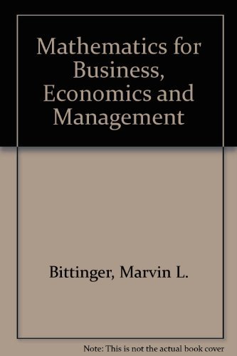 Beispielbild fr Mathematics for Business, Economics and Management zum Verkauf von Better World Books