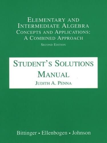 Beispielbild fr Student*s Solutions Manual to Accompany Elementary &d Intermediate Algebra, Concepts and Applications - A Combined Approach zum Verkauf von Romtrade Corp.