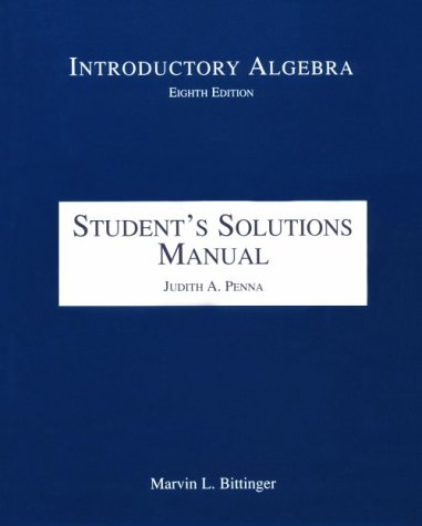 Beispielbild fr Introductory Algebra: Student's Solutions Manual zum Verkauf von Wonder Book