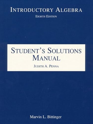 Stock image for Introductory Algebra: Student's Solutions Manual for sale by Wonder Book