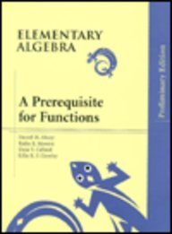Imagen de archivo de Elementary Algebra: A Prerequisite for Functions, Preliminary Edition a la venta por HPB-Red