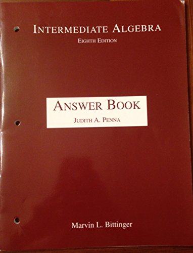 Stock image for Intermediate Algebra : Answer Book (The Mathmax Ser.) for sale by Booksavers of MD