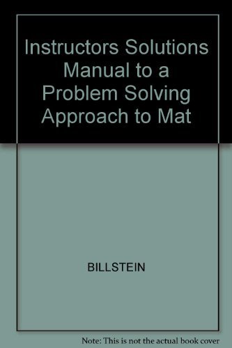 Stock image for Instructors Solutions Manual to a Problem Solving Approach to Mat for sale by Better World Books