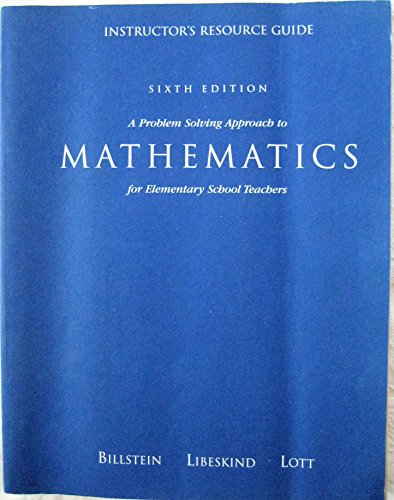 Imagen de archivo de A Problem Solving Approach to Mathematics for Elementary Teachers, Instructor's Resource Guide a la venta por POQUETTE'S BOOKS