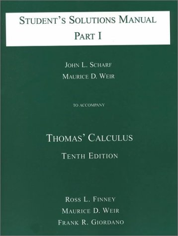 Stock image for Student's Solutions Manual to Accompany Thomas' Calculus, Part I for sale by Book Deals