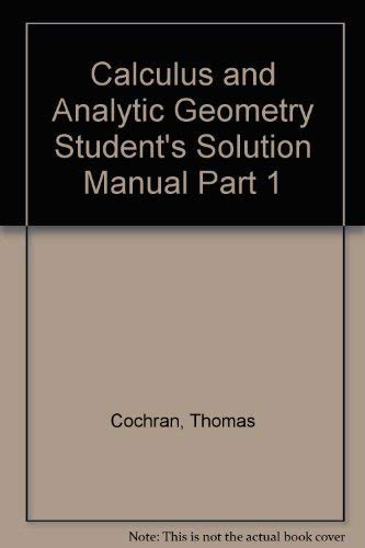 Immagine dell'editore per Calculus with Analytic Geometry, Part 1, Student Solutions Manual venduto da ThriftBooks-Dallas