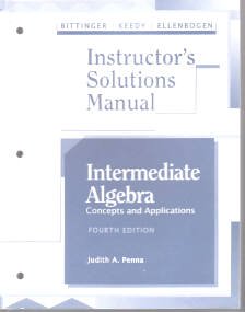 Beispielbild fr Intermediate Algebra Instructor's Solutions Manual concepts and applications zum Verkauf von -OnTimeBooks-