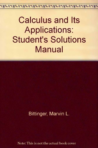 Imagen de archivo de Calculus and Its Applications: Student's Solutions Manual a la venta por HPB-Red