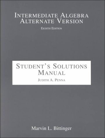 Beispielbild fr Student's Solutions Manual to Accompany Intermediate Algebra, Alternate Version zum Verkauf von ThriftBooks-Atlanta