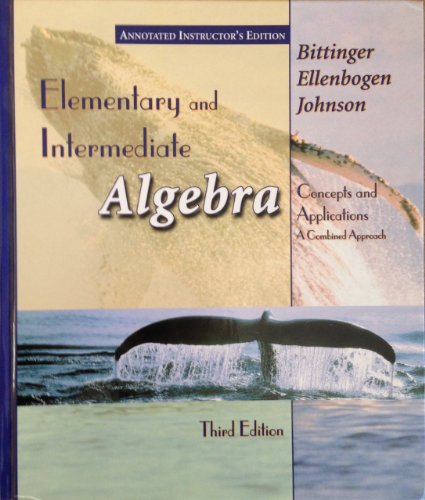9780201658767: Elem and Intermed Alg : Concpts&appl Comb Apprch