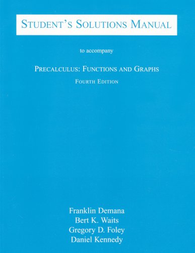 Stock image for Student's Solutions Manual to Accompany Precalculus: Functions and Graphs (Fourth Edition) for sale by HPB-Red