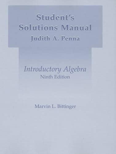 Beispielbild fr Introductory Algebra: Student's Solutions Manual zum Verkauf von Books From California