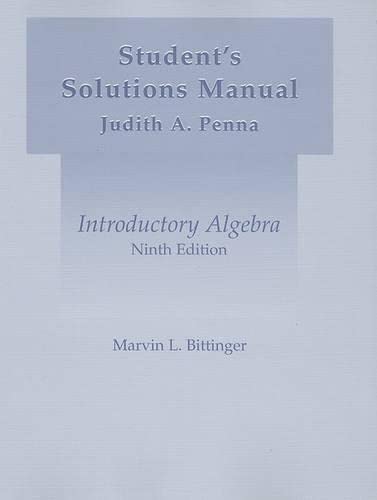 Imagen de archivo de Introductory Algebra: Student's Solutions Manual a la venta por Books From California