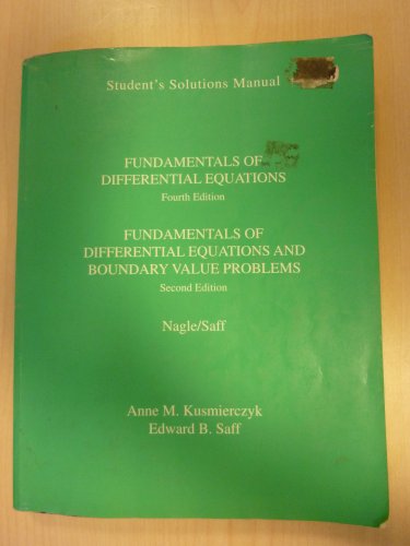 Stock image for Fundamentals of Differential Equations Student Solutions Manual for sale by ThriftBooks-Dallas