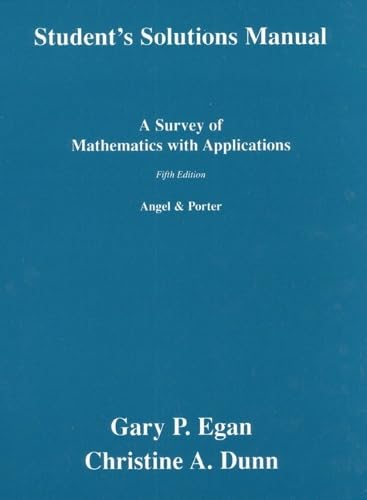 Image d'archives pour A Survey Of Mathematics With Applications: Student*s Solutions Manual mis en vente par Romtrade Corp.
