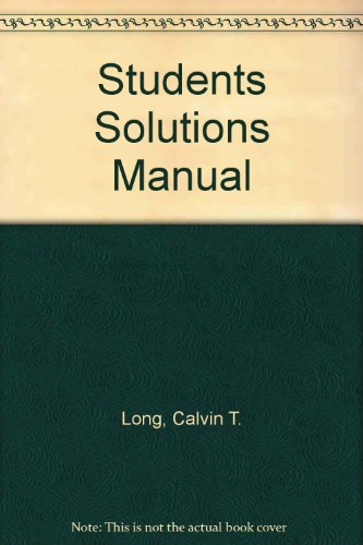 Stock image for Students Solutions Manual for sale by Green Street Books