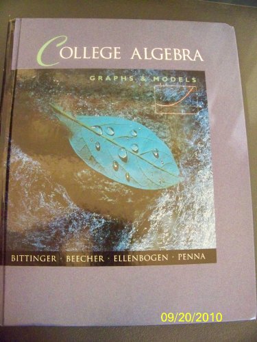 Imagen de archivo de College Algebra: Graphs & Models a la venta por HPB-Red