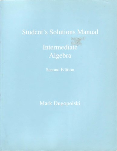 Imagen de archivo de Student's Solutions Manual: Intermediate Algebra a la venta por Books Puddle