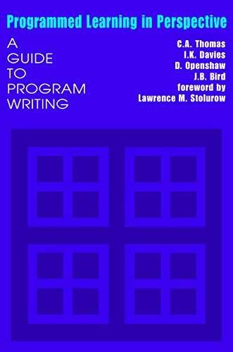 Imagen de archivo de Programmed Learning in Perspective: A Guide to Program Writing a la venta por Revaluation Books