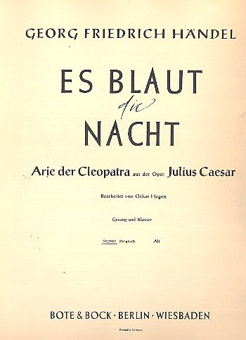 9780202500089: Es blaut die Nacht: Arie der Cleopatra aus "Julius Csar". soprano and piano. soprano.