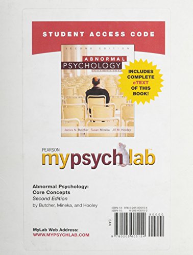 Imagen de archivo de MyPsychLab with Pearson eText Student Access Code Card for Abnormal Psychology (standalone) (2nd Edition) a la venta por BookHolders