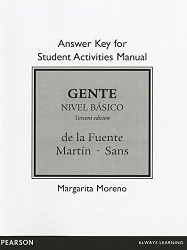 Beispielbild fr Answer Key for Student Activities Manual for Gente: Nivel bsico zum Verkauf von Iridium_Books