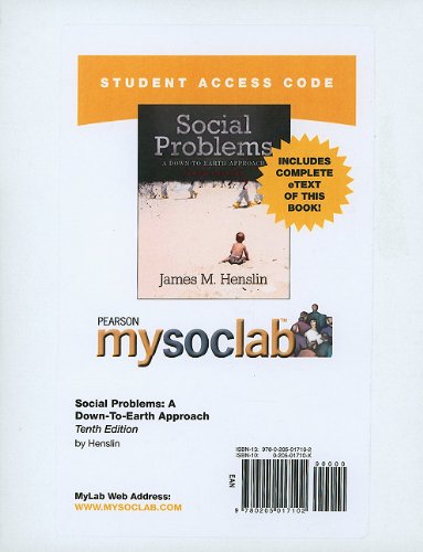 Social Problems Mysoclab With Pearson Etext Student Access Code Card (9780205017102) by Henslin, James M.
