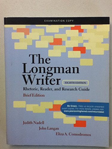 Stock image for The Longman Writer Rhetoric, Reader, and Research Guide Brief Edition Examination Copy for sale by HPB-Red