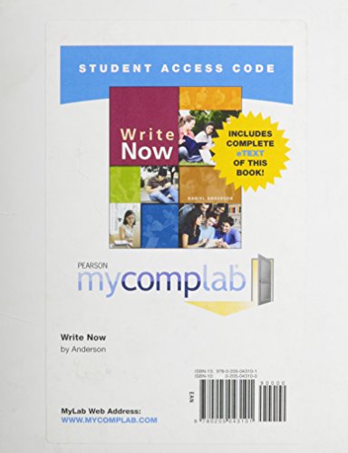 MyCompLab with Pearson eText -- Standalone Access Card -- for Write Now (9780205043101) by Anderson, Dan