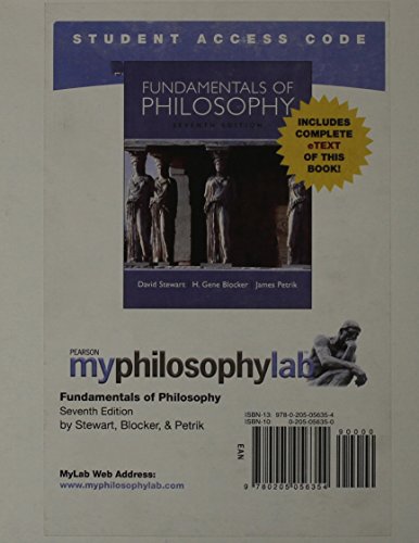 Fundamentals of Philosophy: Myphilosophylab + Pearson Etext Student Access Code Card (9780205056354) by Stewart, David; Blocker, H. Gene; Petrik, James