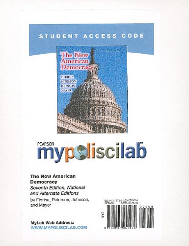 Beispielbild fr MyPoliSciLab -- Standalone Access Card -- for New American Democracy, The (National and Alternate Editions) (7th Edition) (Mypoliscilab (Access Codes)) (NEW!!) zum Verkauf von BookHolders