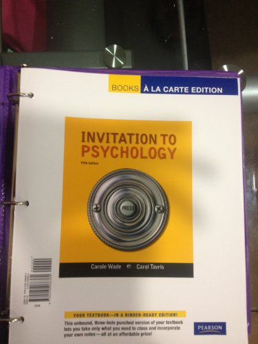 Stock image for Invitation to Psychology, Books a la Carte Edition (5th Edition) for sale by GoldenWavesOfBooks