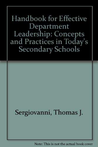 Beispielbild fr Handbook for Effective Department Leadership: Concepts and Practices in Today's Secondary Schools zum Verkauf von Better World Books