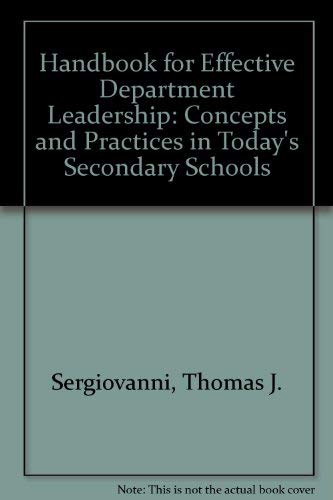 Imagen de archivo de Handbook for Effective Department Leadership: Concepts and Practices in Today's Secondary Schools a la venta por Better World Books