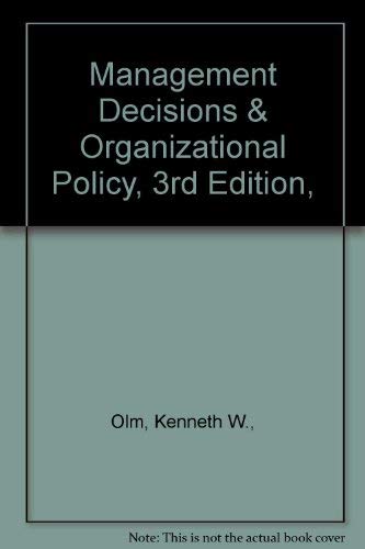 Stock image for Management Decisions and Organizational Policy for sale by ThriftBooks-Atlanta