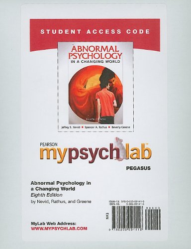 Abnormal Psychology: New Mypsychlab Student Access Code Card (9780205091416) by Nevid, Jeffrey S.