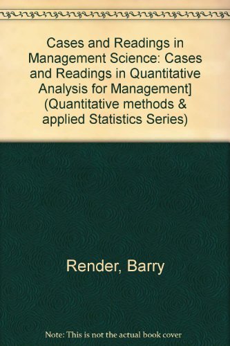 Immagine dell'editore per Cases and Readings in Management Science (Quantitative Methods and Applied Statistics Series) venduto da BooksRun
