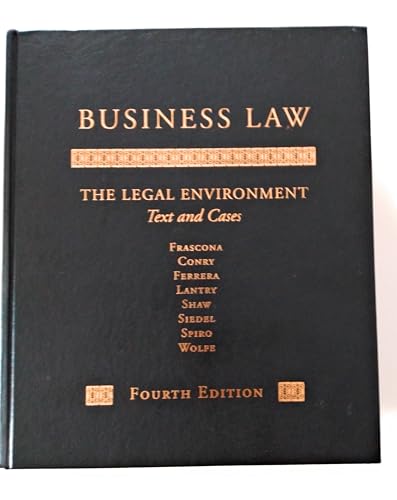 9780205125661: Business Law: The Legal Environment - Text and Cases (4th edition)